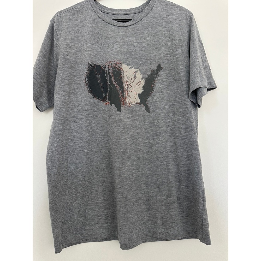 Sitka T-Shirt Heather Gray Short Sleeve Large Mens USA Map Graphic Performance